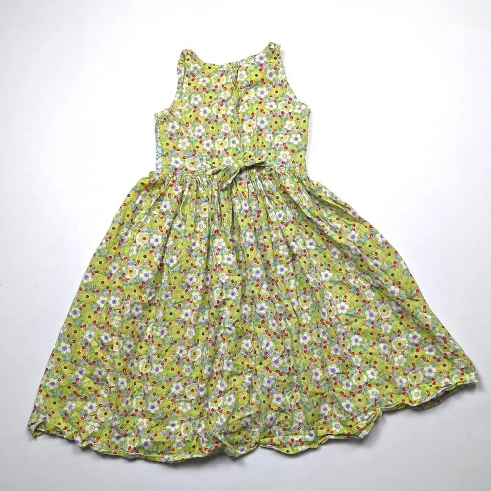 Vive La Fete Dress Girls Size 6 Green Floral Sundress Smocked Boutique